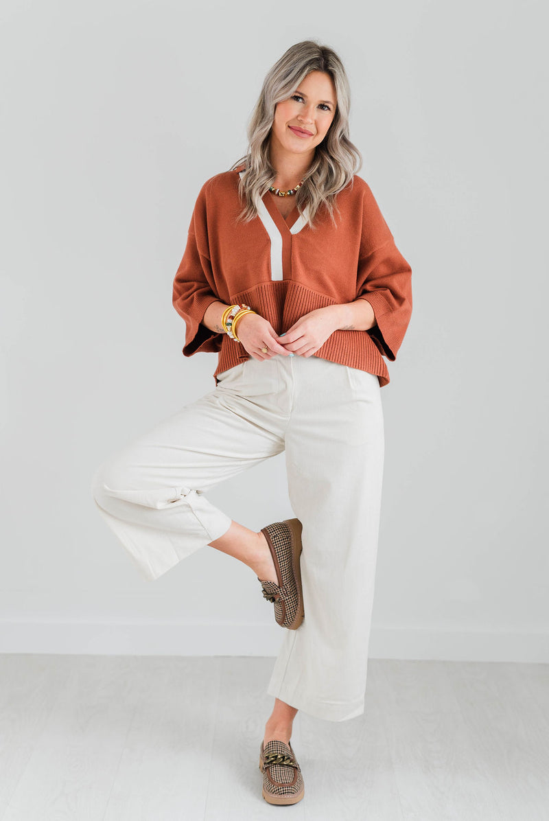 CORDUROY WIDE LEG PANTS