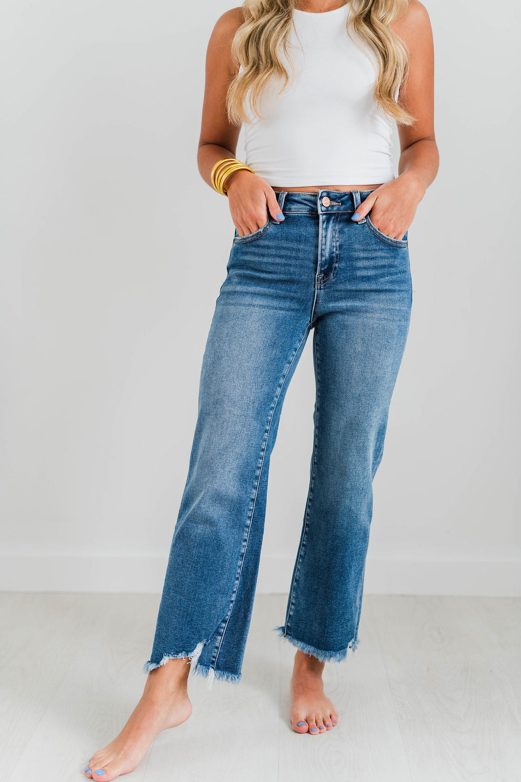 RISEN MID RISE CROP STRAIGHT JEANS