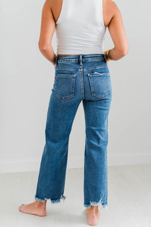 RISEN MID RISE CROP STRAIGHT JEANS
