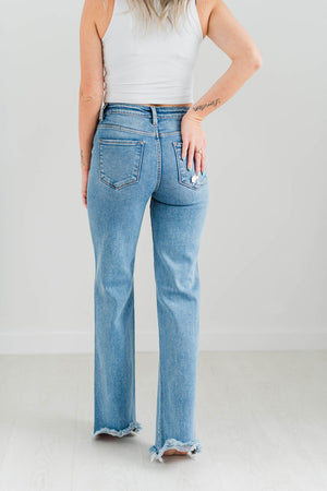RISEN TUMMY CONTROL STRAIGHT LONG JEANS