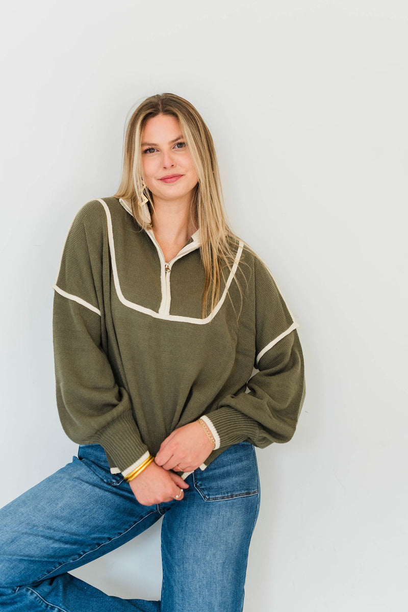 HALF ZIP SWEATER