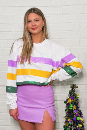 SEQUIN MARDI GRAS TOP - LondonEE & Co. 