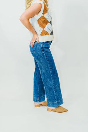 FRONT SEAM WIDE LEG JEANS