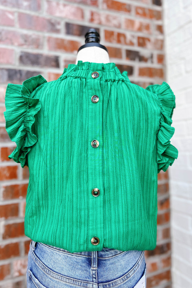 FLUTTER SLEEVE TEXTURED TOP