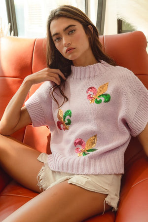 SEQUIN FLEUR DE LIS SWEATER