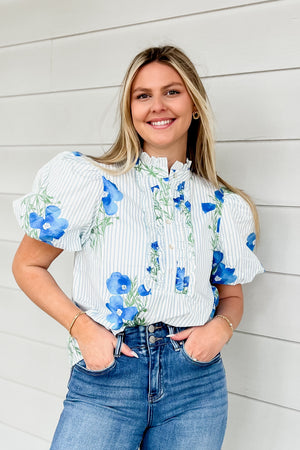 FLORAL STRIPED TOP