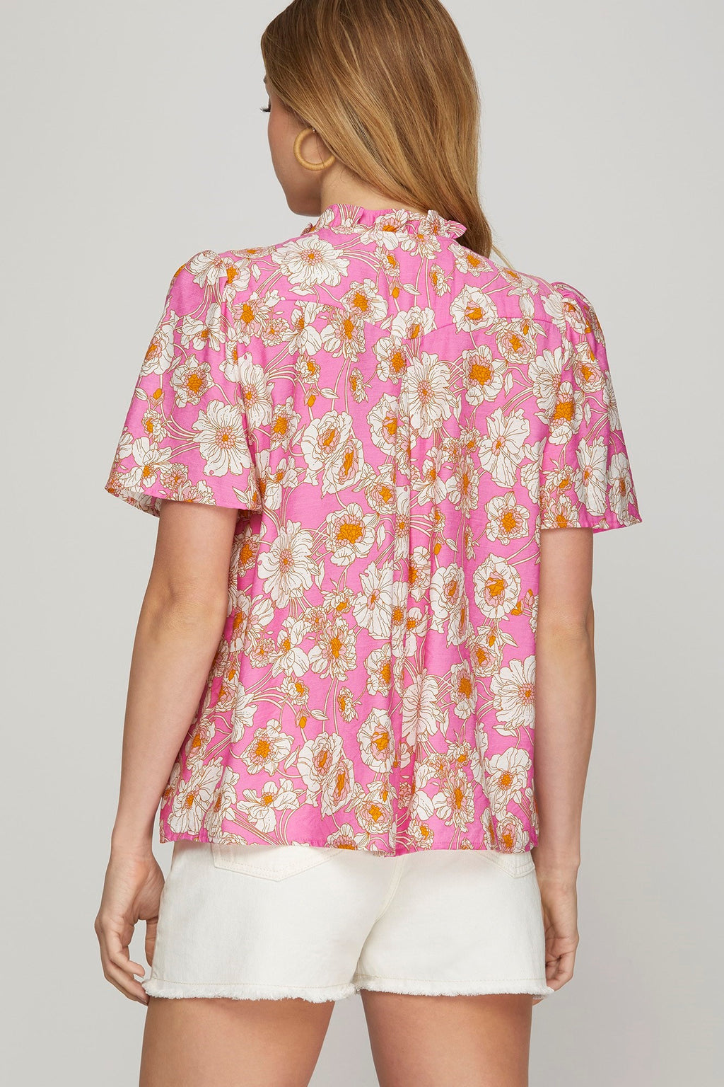 FLORAL PINTUCK TOP