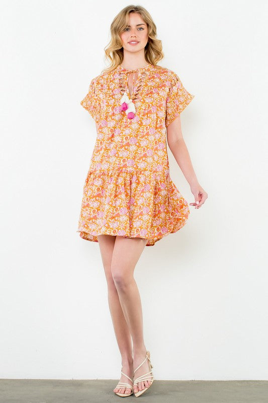 THML RUFFLE SLEEVE DRESS