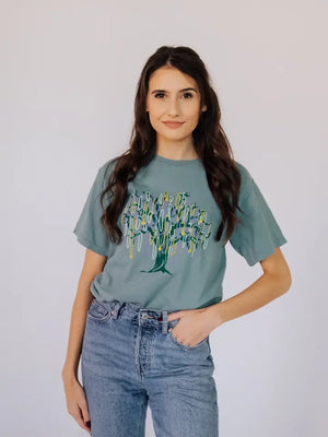 MARDI GRAS BEAD TREE T-SHIRT - LondonEE & Co. 