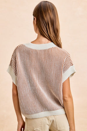 TWO TONED RIB TEXTURE SWEATER - LondonEE & Co. 