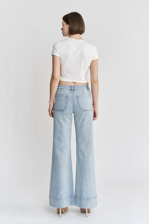 HIGH RISE PATCH POCKET JEANS