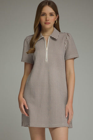 GINGHAM ZIP UP DRESS