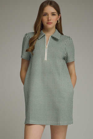 GINGHAM ZIP UP DRESS