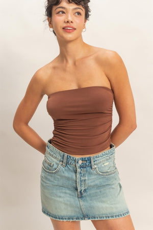 RUCHED BANDEAU TOP - LondonEE & Co. 