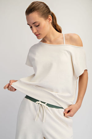 FRENCH TERRY OFF SHOULDER TOP - LondonEE & Co. 