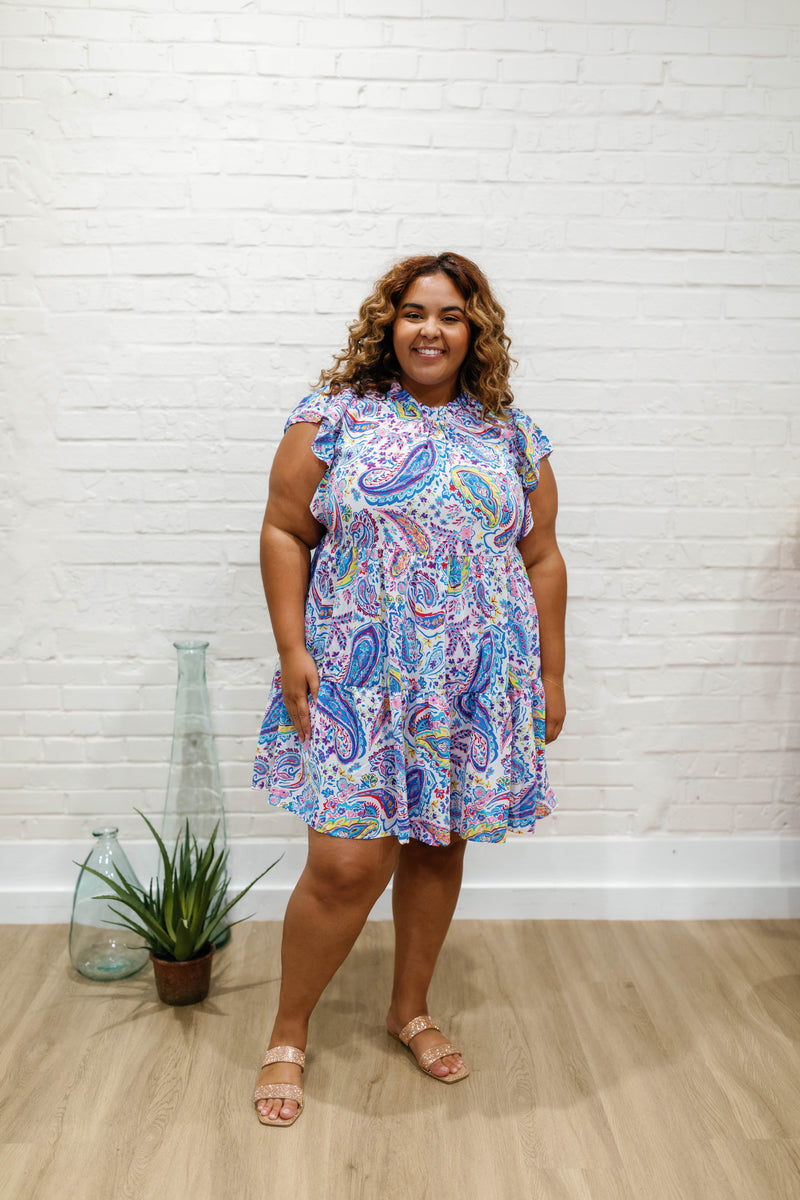 PAISLEY PRINT BABYDOLL DRESS