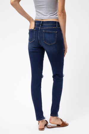 MAXINE MID RISE SUPER SKINNY DISTRESSED JEANS
