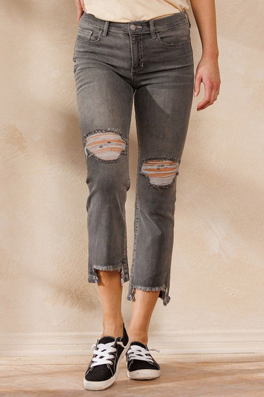HIGH RISE ANKLE KICK FLARE JEANS