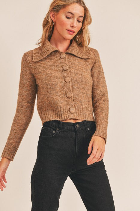 COLLARED BUTTON CARDIGAN