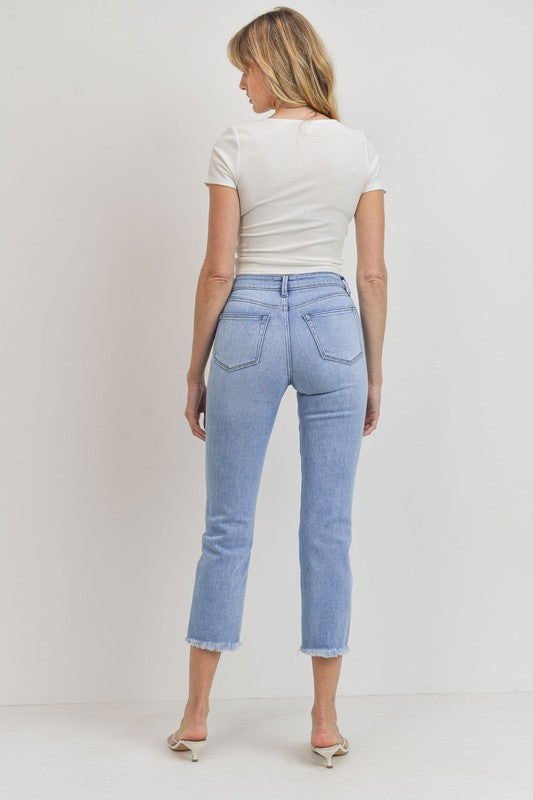 MID RISE STRAIGHT LEG WITH HEM DETAIL