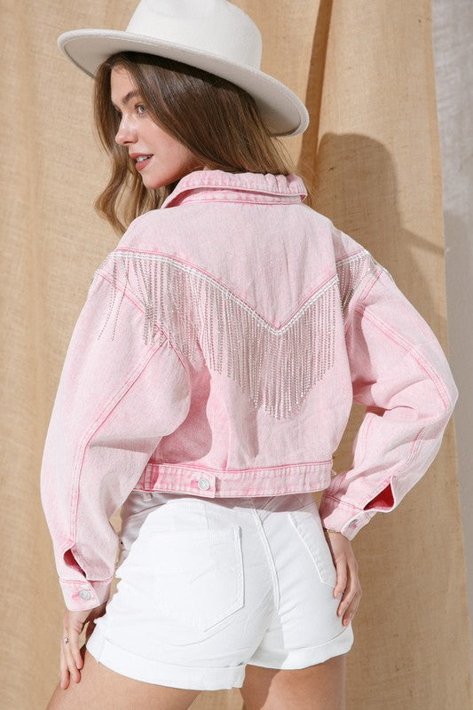 DENIM RHINESTONE JACKET