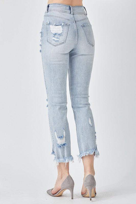 HIGH RISE DOUBLE BUTTON JEANS