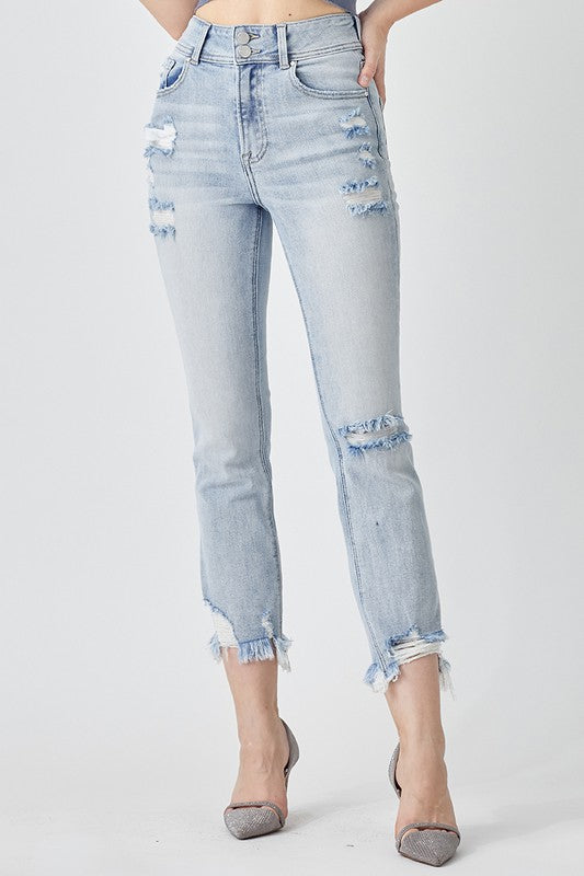 HIGH RISE DOUBLE BUTTON JEANS
