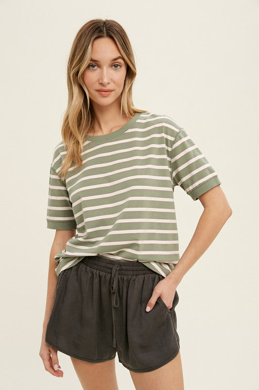 COTTON STRIPED KNIT TOP