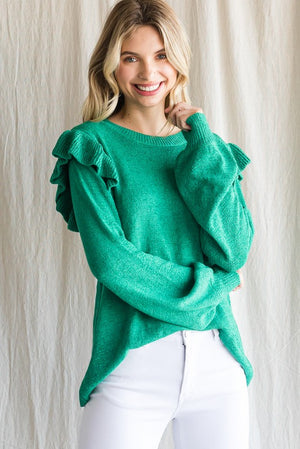 RUFFLE SHOULDERS SWEATER