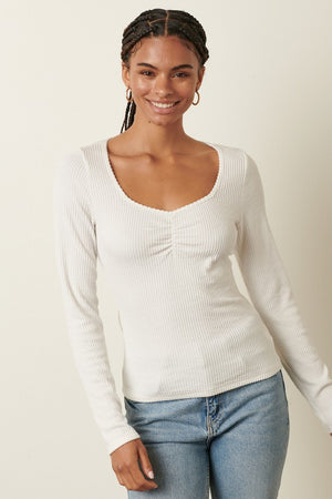 TEXTURED RIB RUCHING TOP