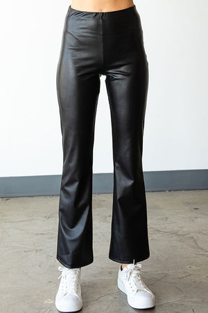 FAUX LEATHER BANDED WAIST PANTS
