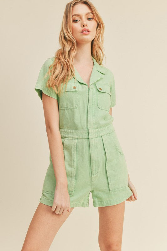 WASHED UTILITY ROMPER