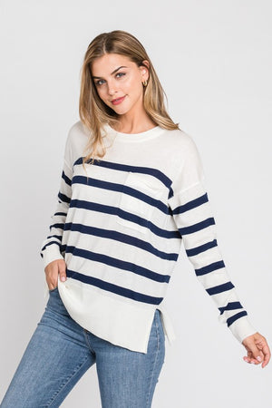 STRIPED FINE KNIT SWEATER