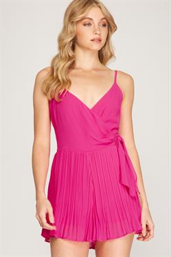 SLEEVLESS PLEATED ROMPER