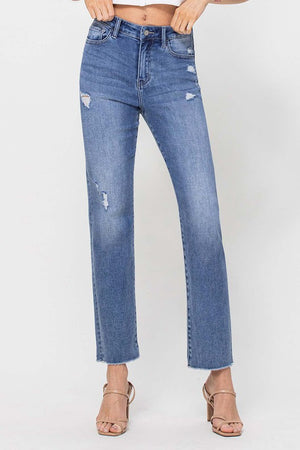 PERMISSIBLE HIGH RISE ANKLE STRAIGHT JEANS
