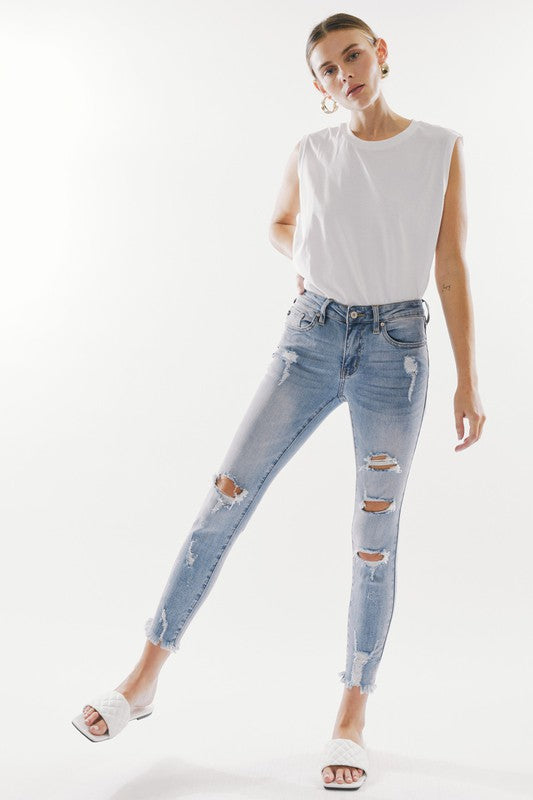 THE ALL MID RISE DISTRESSED SKINNY JEANS