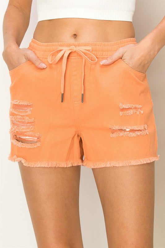 CHILL TIME DISTRESSED SHORTS
