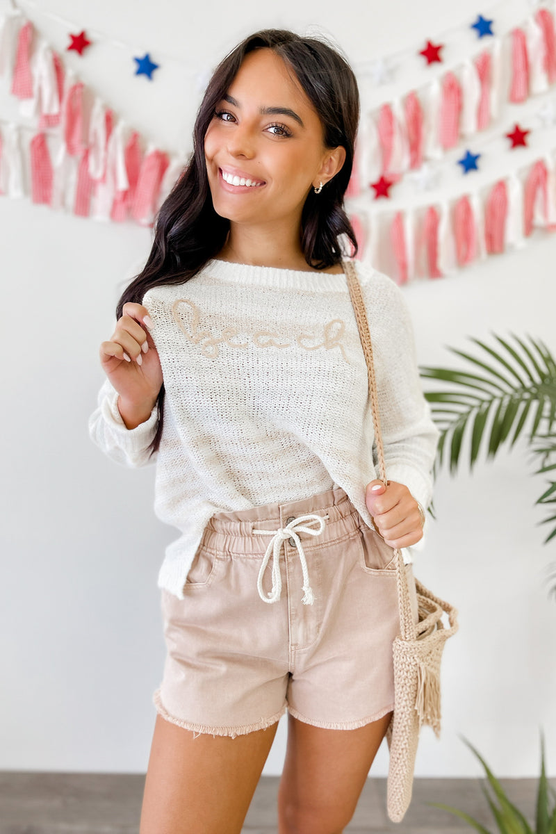 DENIM SHORTS WITH DRAWSTRING