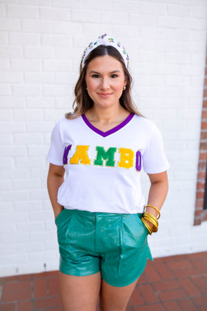 CHENILLE MARDI GRAS TOP - LondonEE & Co. 